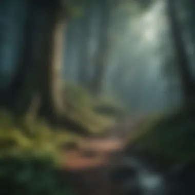 Mystical Forest Adventure A captivating scene from a fantasy adventure game showcasing a mystical forest.