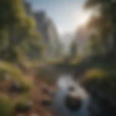 A stunning landscape crafted by players in a free build game