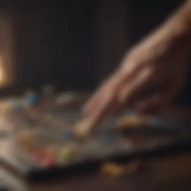 Engaging in Strategic Puzzle Gameplay A person engaged in strategic gameplay with a puzzle board