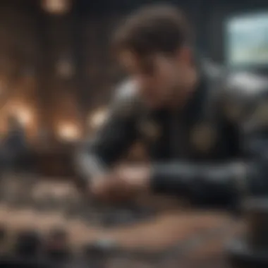 A gamer strategizing for in-game profits