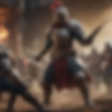 Battle Scene in RPG Gameplay An action-packed scene featuring a character engaging in battle within an RPG setting.