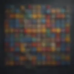 A colorful array of letter tiles arranged in a creative pattern.