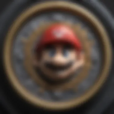 Close-up view of the LEGO Super Mario Coin, highlighting its intricate design and color scheme.