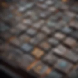 A visual representation of a complex puzzle game interface featuring intricate designs