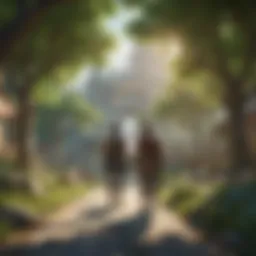 A vibrant scene showcasing iconic characters from both Nintendo and Genshin Impact in a fantasy landscape.
