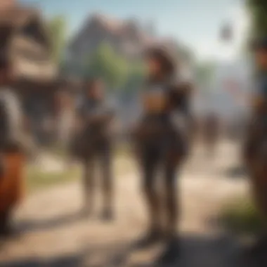 Community Dynamics in MMO Gaming A vibrant community of players interacting in an MMO