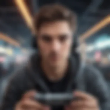 Immersed in Ad-Free Gaming A gamer immersed in an ad-free mobile gaming environment.