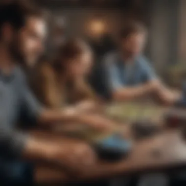 Multiplayer Strategy Gaming Experience A group of friends engaging in a multiplayer strategy game session on Nintendo Switch, showcasing camaraderie and competition.