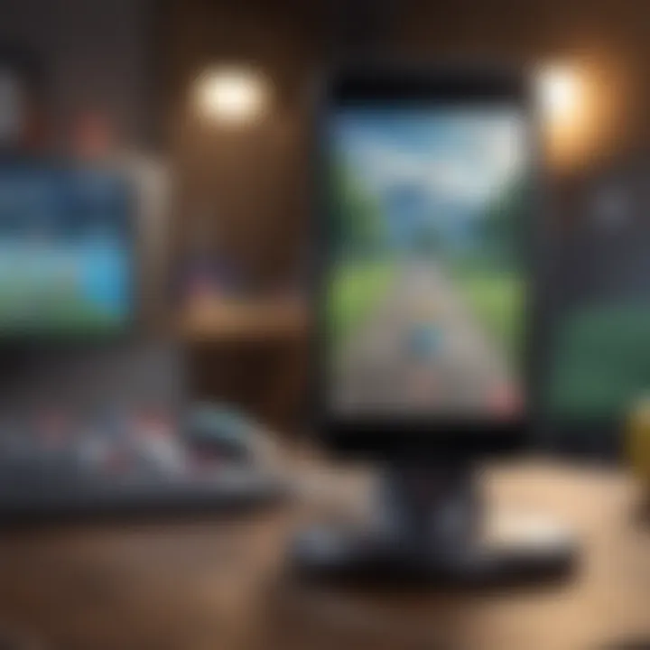 A close-up view of the Pokémon Go Plus device on a gaming setup