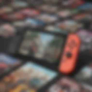 A panoramic view of the Nintendo Switch gaming console with various GTA game covers