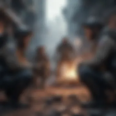 Group Strategizing for Survival A group strategizing their approach to survival in a ravaged world