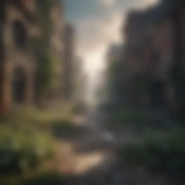 Nature Reclaiming a Ruined City An immersive environment showcasing nature reclaiming a ruined city