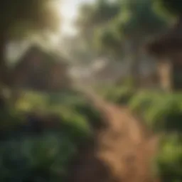 A vibrant landscape showcasing diverse crops and farming tools in an RPG setting.