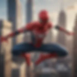 Iconic Spider-Man swinging through the city skyline on Nintendo Switch