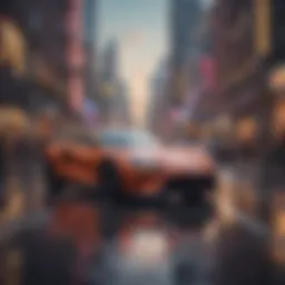 Stunning mobile racing game graphics showcasing a vibrant cityscape