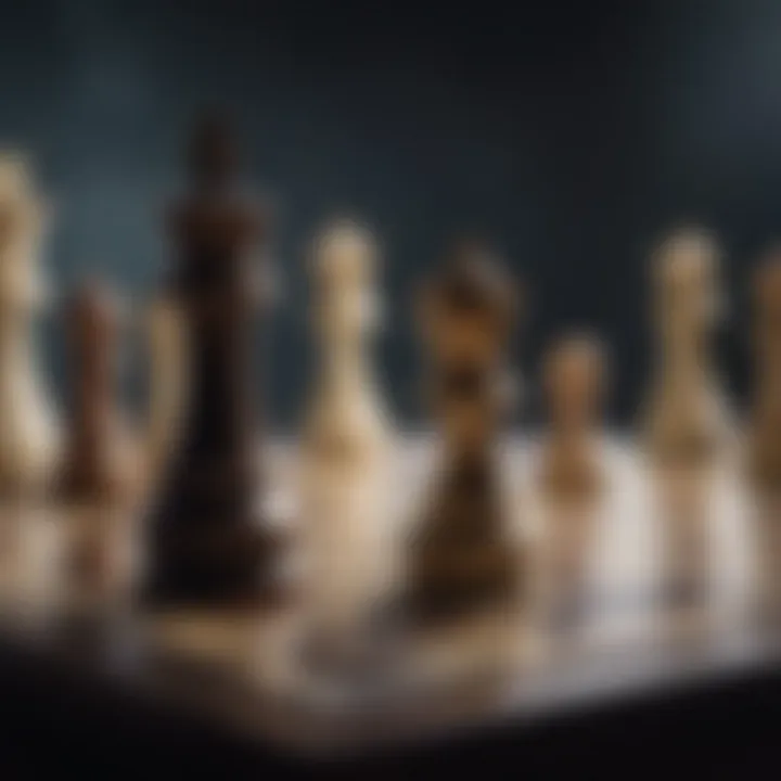 Close-up of a chess piece over a digital screen