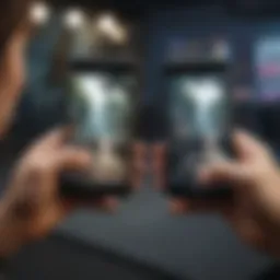 Two players engaged in a competitive mobile gaming match