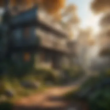 Diverse Environments in Game Building A vibrant landscape showcasing various game building elements and environments.