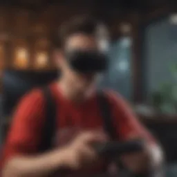 A captivating gaming scene showcasing a player immersed in virtual reality on the Nintendo Switch.