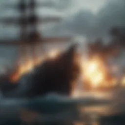 A detailed view of a naval battle in a warship game