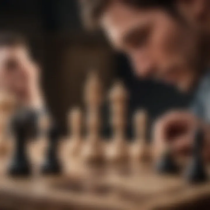 Close-up of a player making a decisive move in a chess game