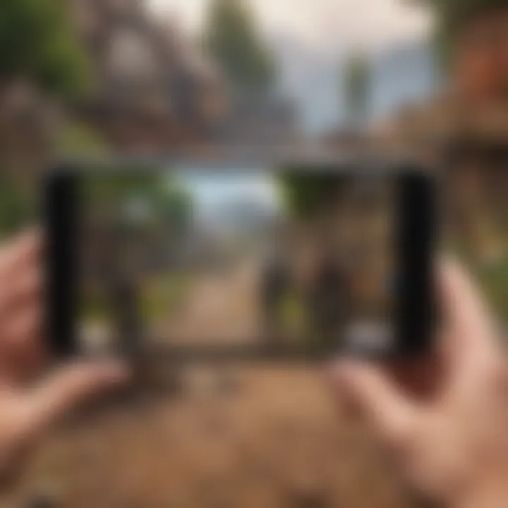 Illustration highlighting Fortnite gameplay on a mobile phone