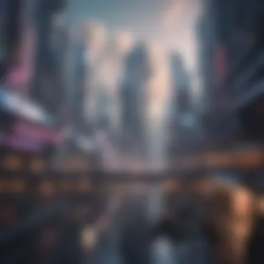 Cyber Cityscape Adventure Illustration of futuristic cyber city skyline