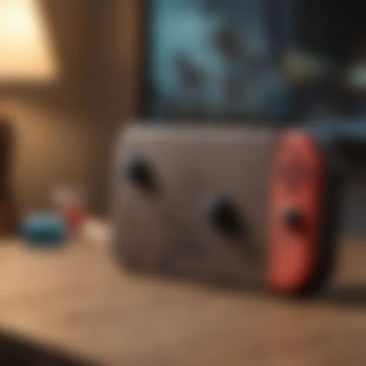 Nintendo Switch console with Gang Beasts game logo displayed prominently