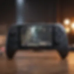 A stylish handheld gaming device showcasing modern design
