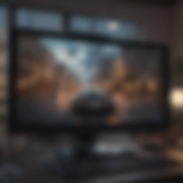 Visual representation of cloud gaming services being accessed on a desktop computer.