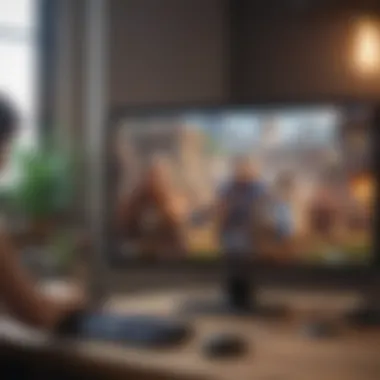 Enhanced Gaming Experience with Clash Royale User enjoying Clash Royale gameplay on a larger monitor setup