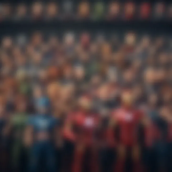 An array of iconic Marvel characters available in the game.