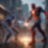 Superhero in a futuristic battle scene