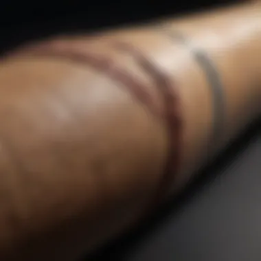 Detailed close-up of a player's baseball bat