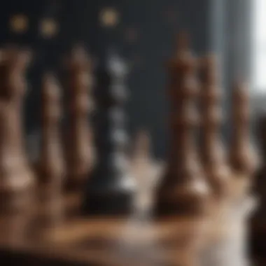 Elegant chess pieces on a chessboard