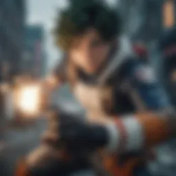 Dynamic action sequence from My Hero Academia game