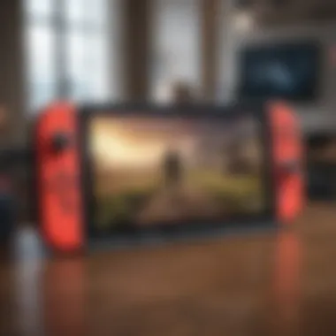 Illustration showcasing gaming accessories for Nintendo Switch on TV