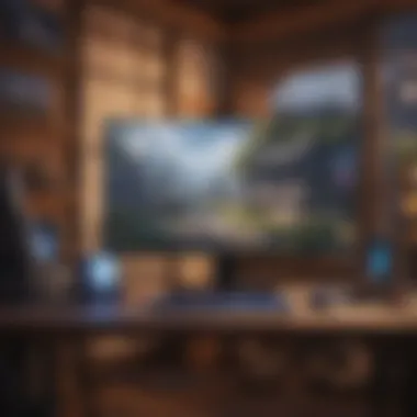 Immersive PC Gaming Setup for Genshin Impact Stylized illustration of a computer with Genshin Impact logo