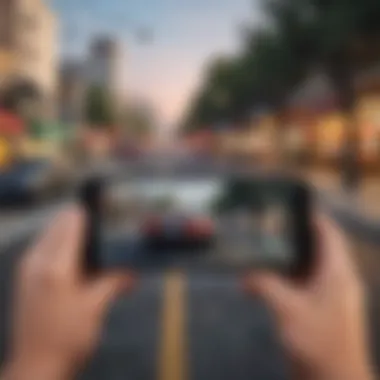 Person navigating GTA V controls on iPhone