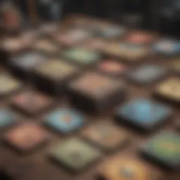 An overview of various pre-built Pokémon decks arranged on a table.