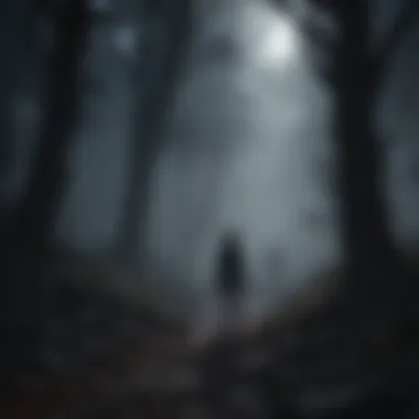 Silhouette of the protagonist exploring a dark forest