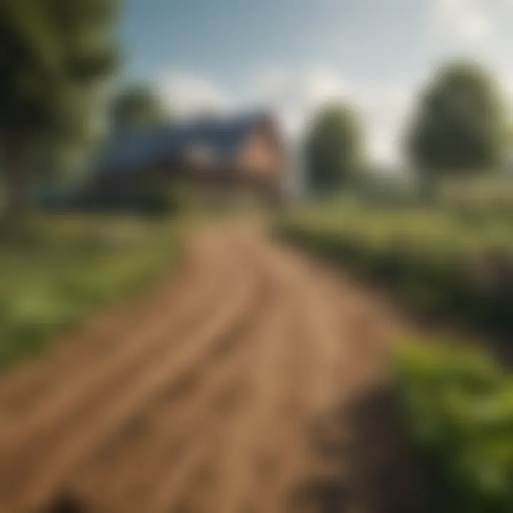 Digital artwork of a sophisticated virtual farm landscape