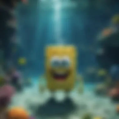 A vibrant scene from a SpongeBob game showcasing underwater adventure