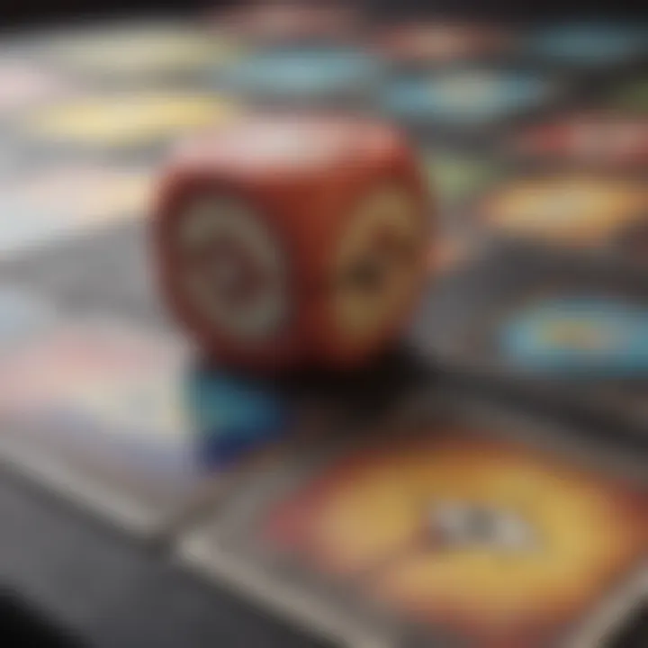 A close-up of a strategic game setup featuring Pokémon cards.