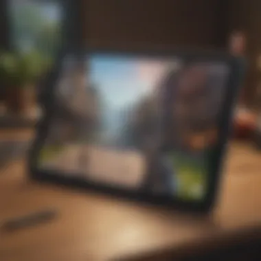 Illustration of a tablet showcasing Fortnite home screen