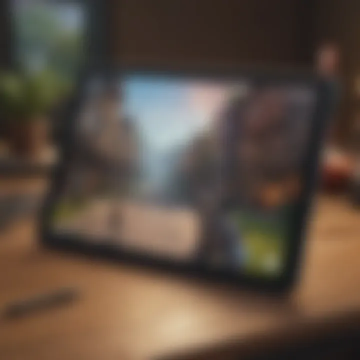 Illustration of a tablet showcasing Fortnite home screen