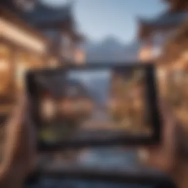 Immerse in the Genshin World Illustration of a tablet showcasing Genshin Impact gameplay