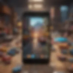 A vibrant display of various mobile game genres including puzzle, strategy, and adventure.