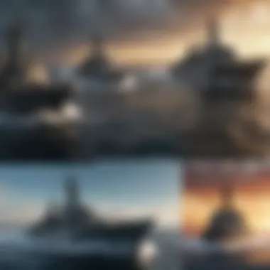 Collage of various warship games available on Android