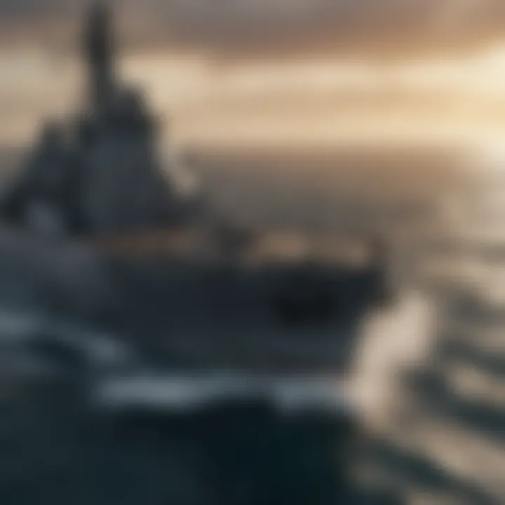 User interface of a strategic warship game highlighting gameplay mechanics